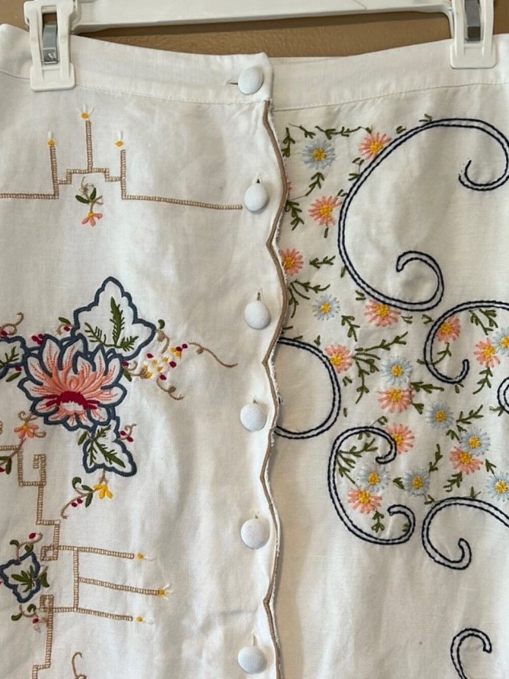 Anthropologie White Scalloped Embroidered Midi Skirt - Picture 5 of 6